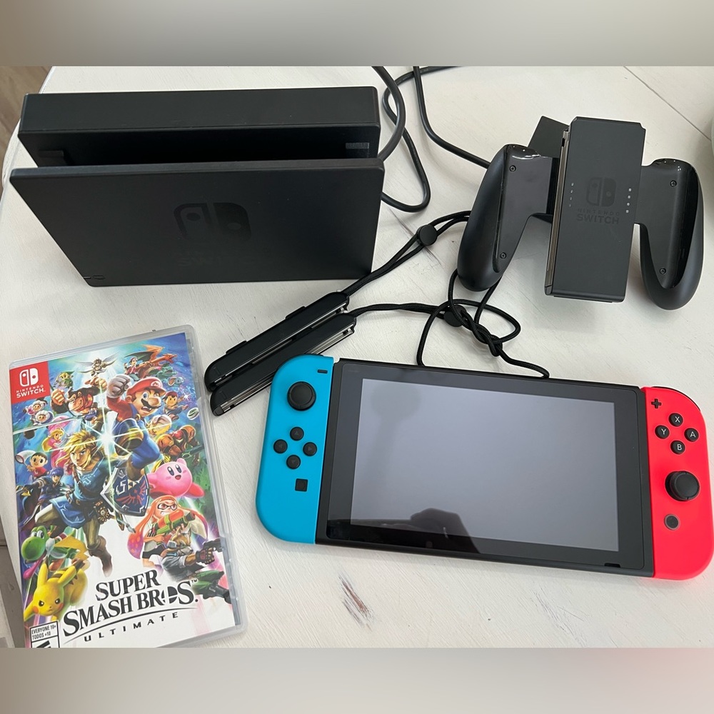Nintendo switch and super smash bros game